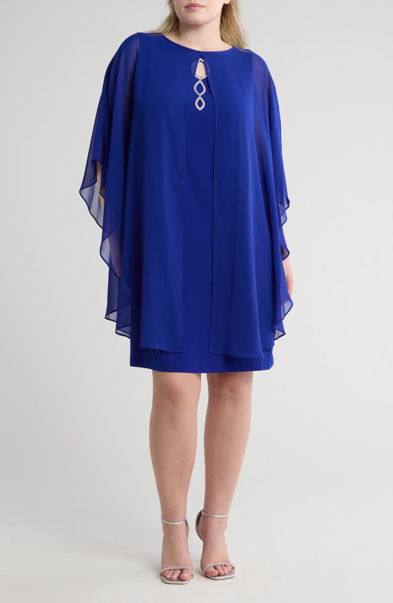 Connected Apparel Cape Dress, Main, color, 