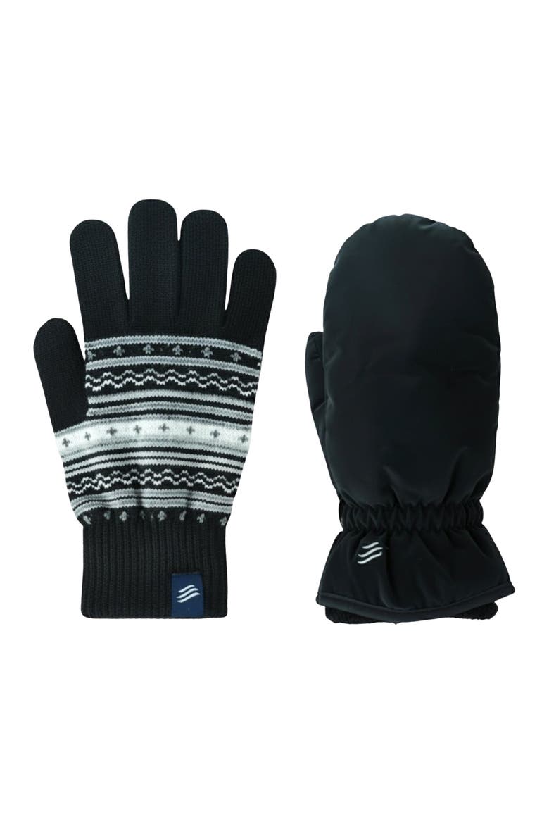 The Extreme Weather 2-pack waterproof plush lined mitten and knit glove 2-pack, Main, color, Black