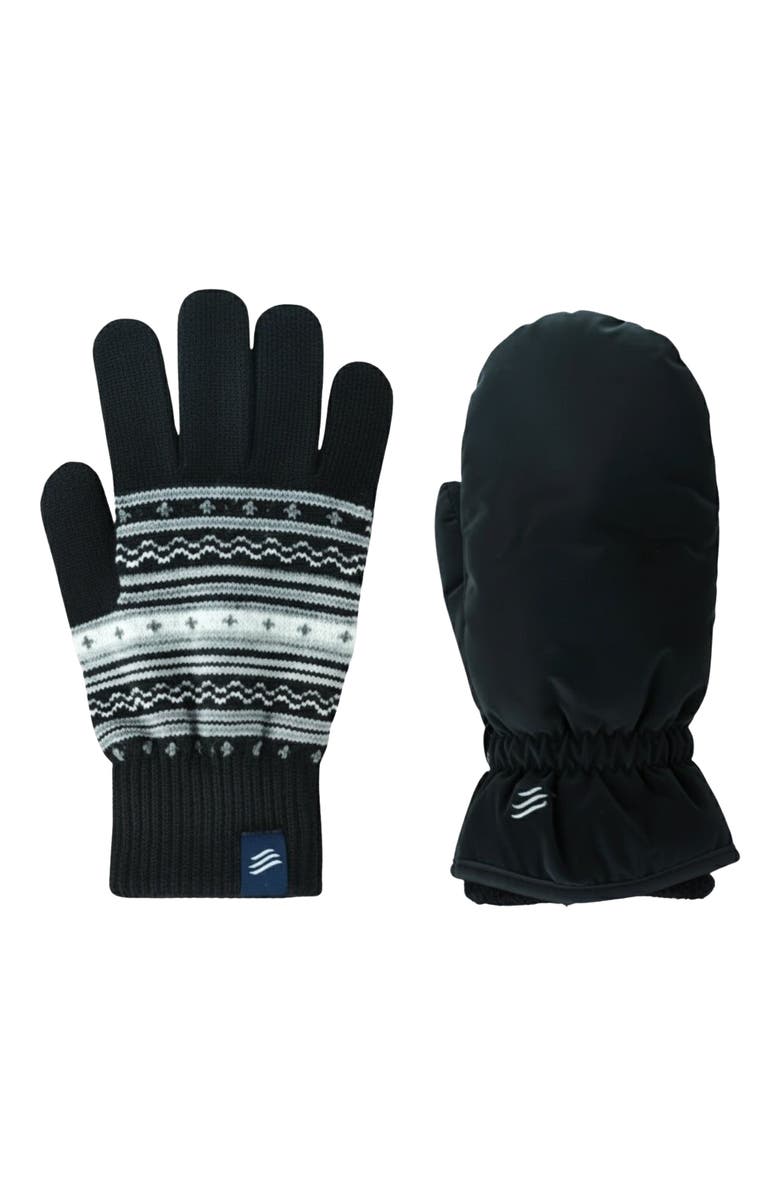 United By Blue The Extreme Weather 2-pack waterproof plush lined mitten and knit glove 2-pack, Main, color, Black