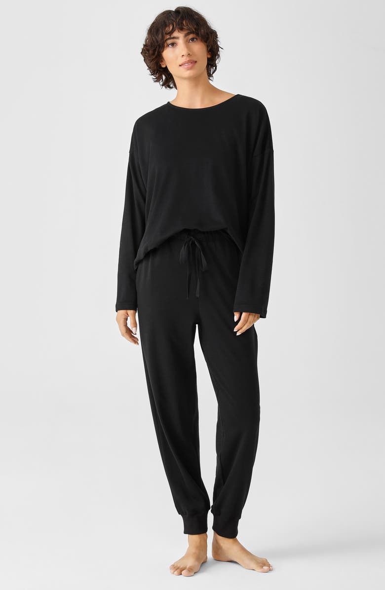 EILEEN FISHER SLEEP wear The Slow Stretch Organic Cotton Joggers, Alternate, color, Black