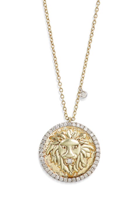 Lion Disc Pendant Necklace
