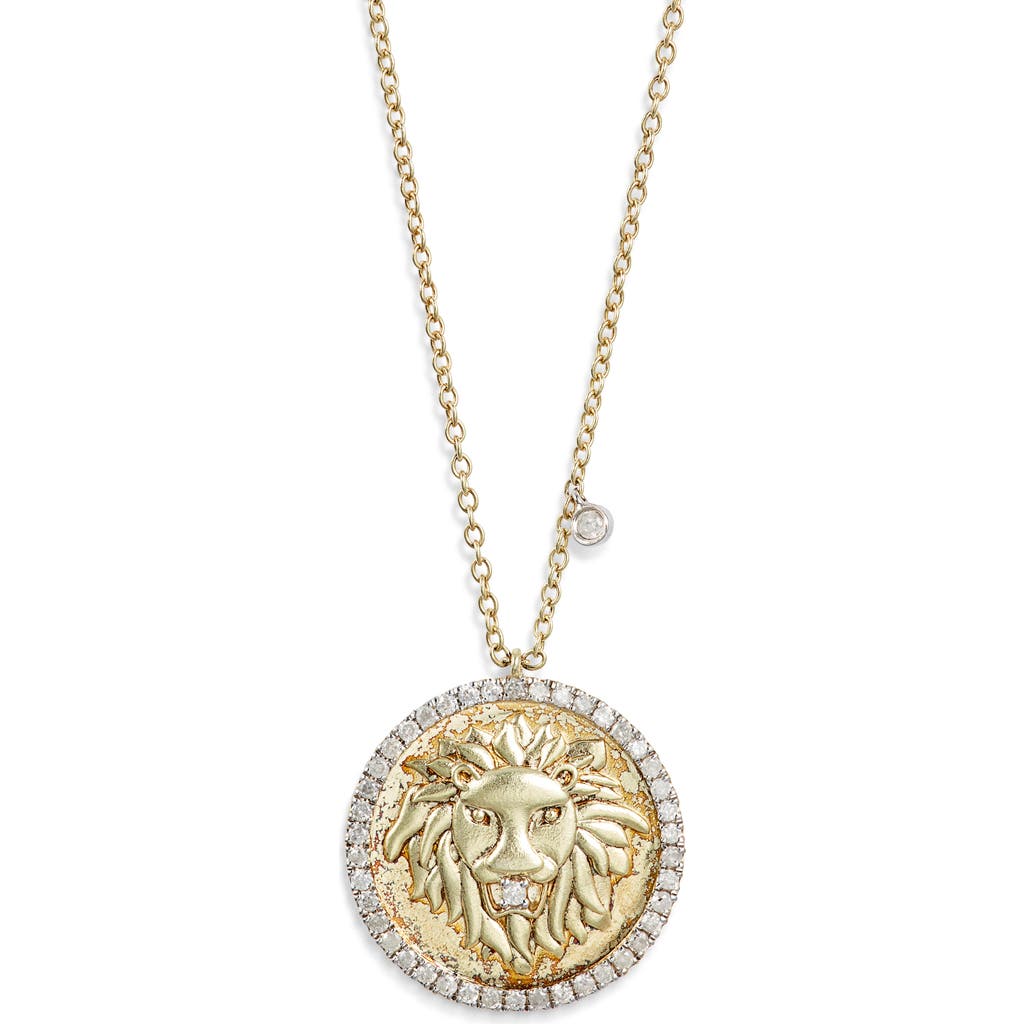 Meira T Lion Disc Pendant Necklace In Gold