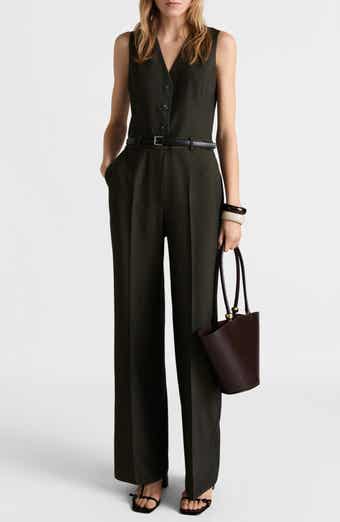 MANGO Pinstripe Sleeveless Jumpsuit