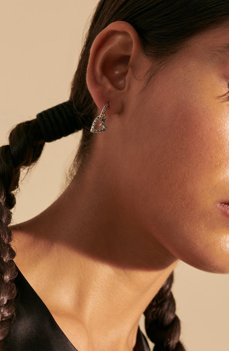 John Hardy Classic Chain Sterling Silver Heart & Huggie Hoop Earrings, Alternate, color, 