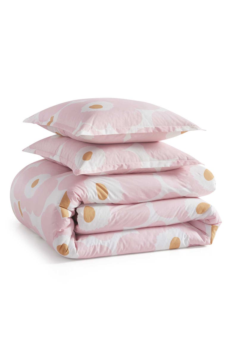 Marimekko Unikko Cotton Percale Duvet Cover & Shams Set, Main, color, Light Pink