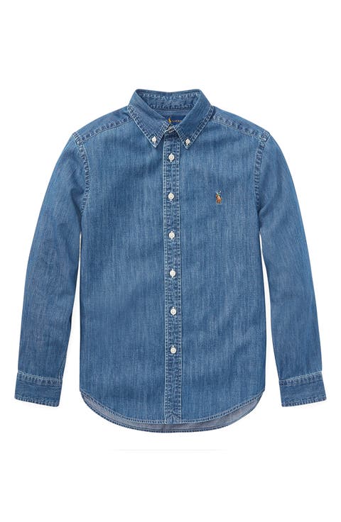 Kids' Chambray Cotton Button-Down Shirt (Big Kid)