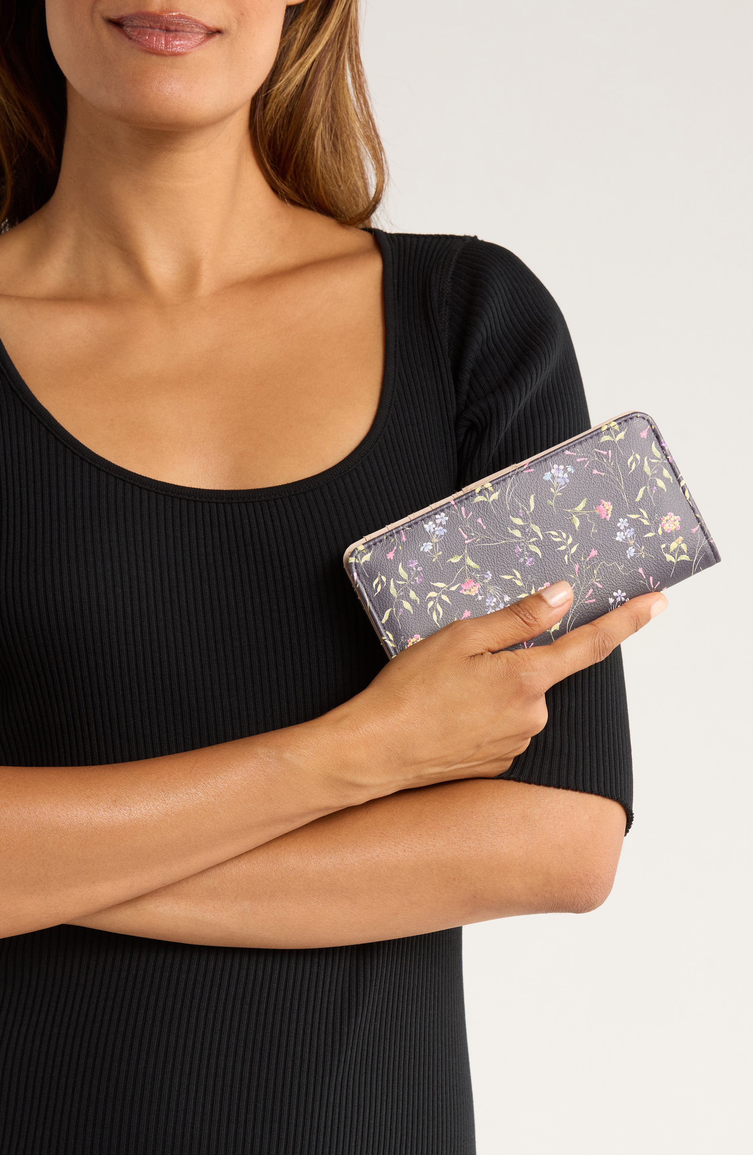 MUNDI SMALL LEATHER GOODS Slim Clutch, Alternate, color, Floral Whispers