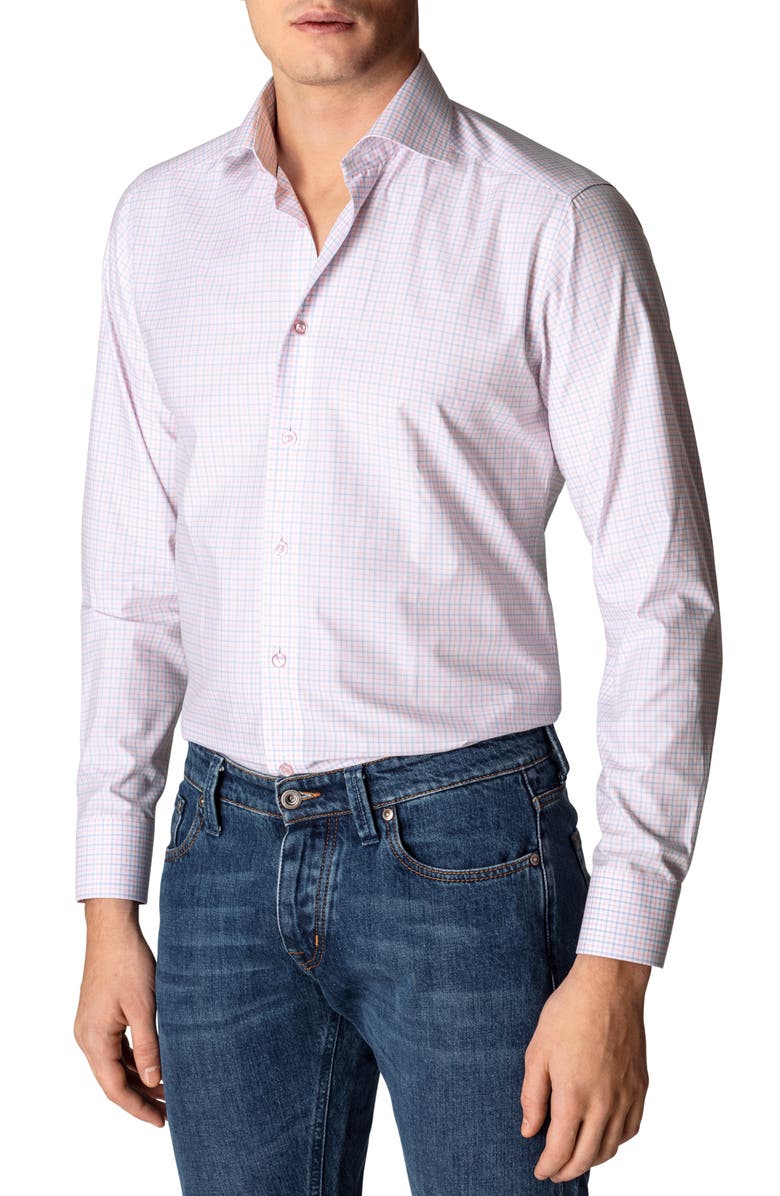 Eton Slim Fit Check Dress Shirt, Main, color, 