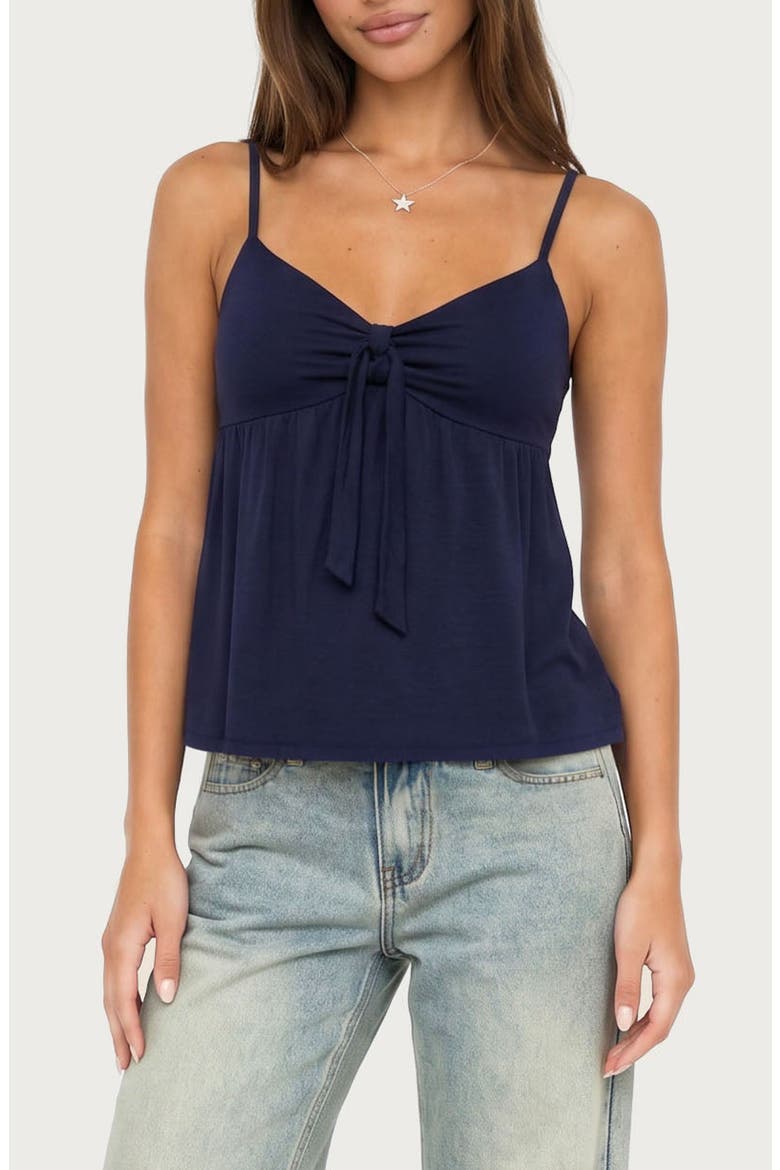 Michey Tie Front Babydoll Camisole, Main, color, NAVY