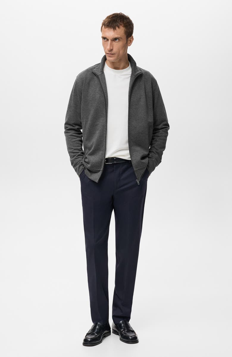 MANGO Regular Fit Zip Jacket, Alternate, color, Dark Heather Grey