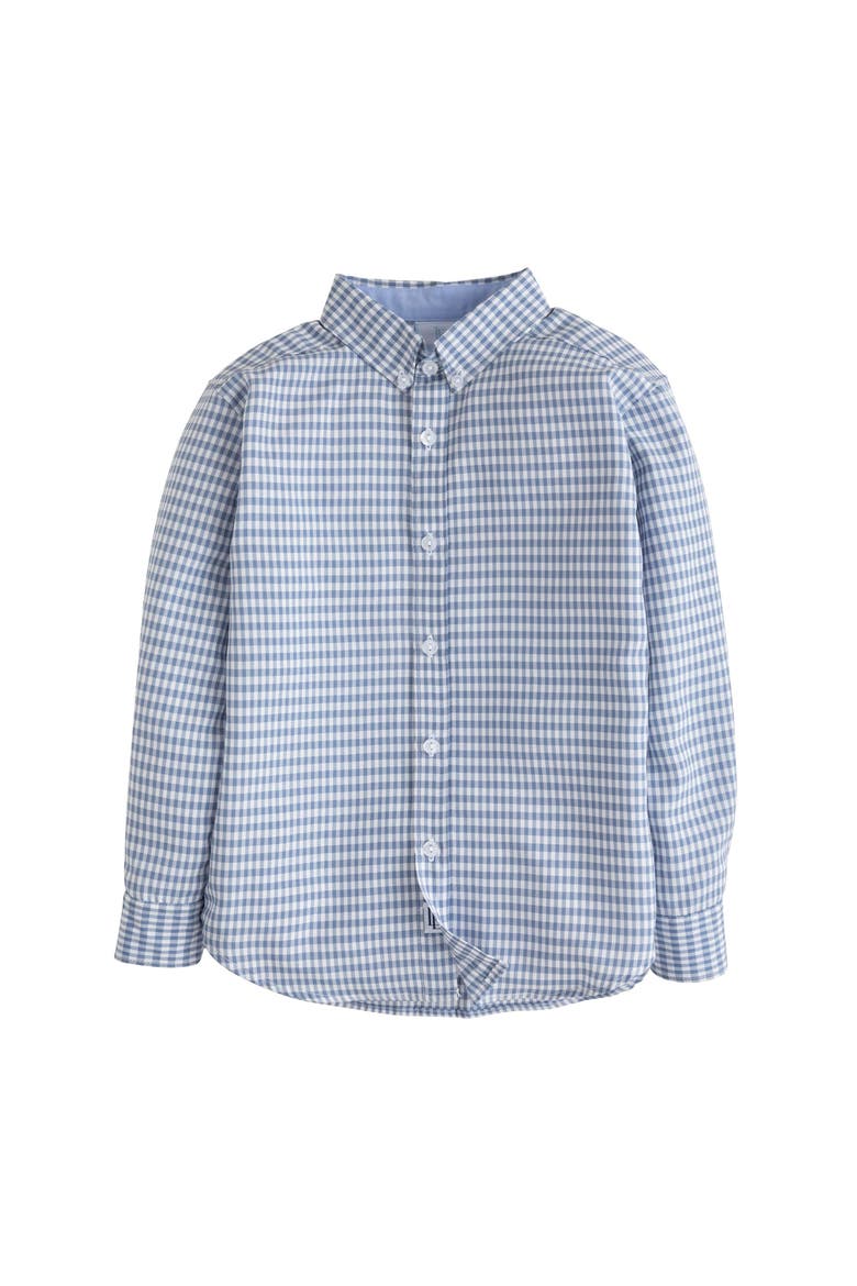 Kids' Button Down Shirt, Main, color, Gray Blue Gingham