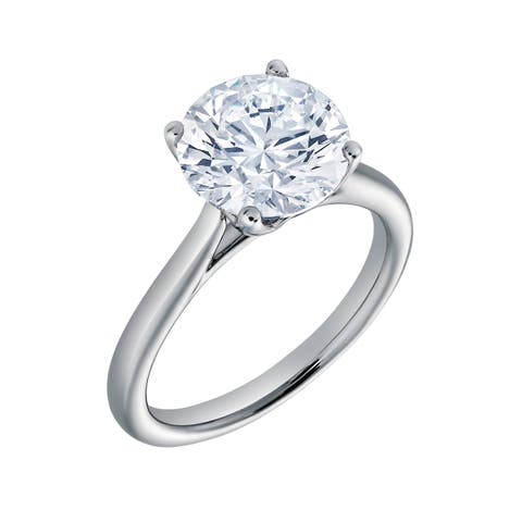 Zoey 14K White Gold Round Cut Lab Grown Diamond Cathedral Engagement Ring - 2.5 Cts