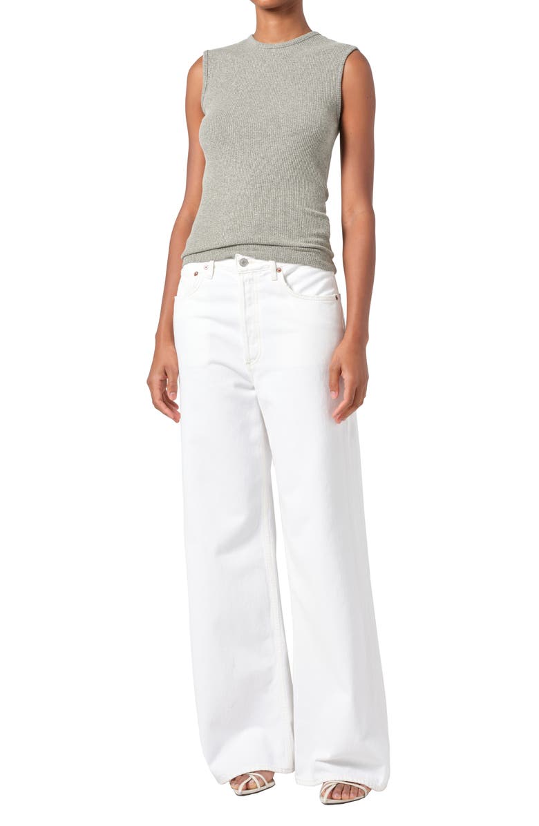 AGOLDE Binx Rib Tank, Alternate, color, Celery (Green Heather)