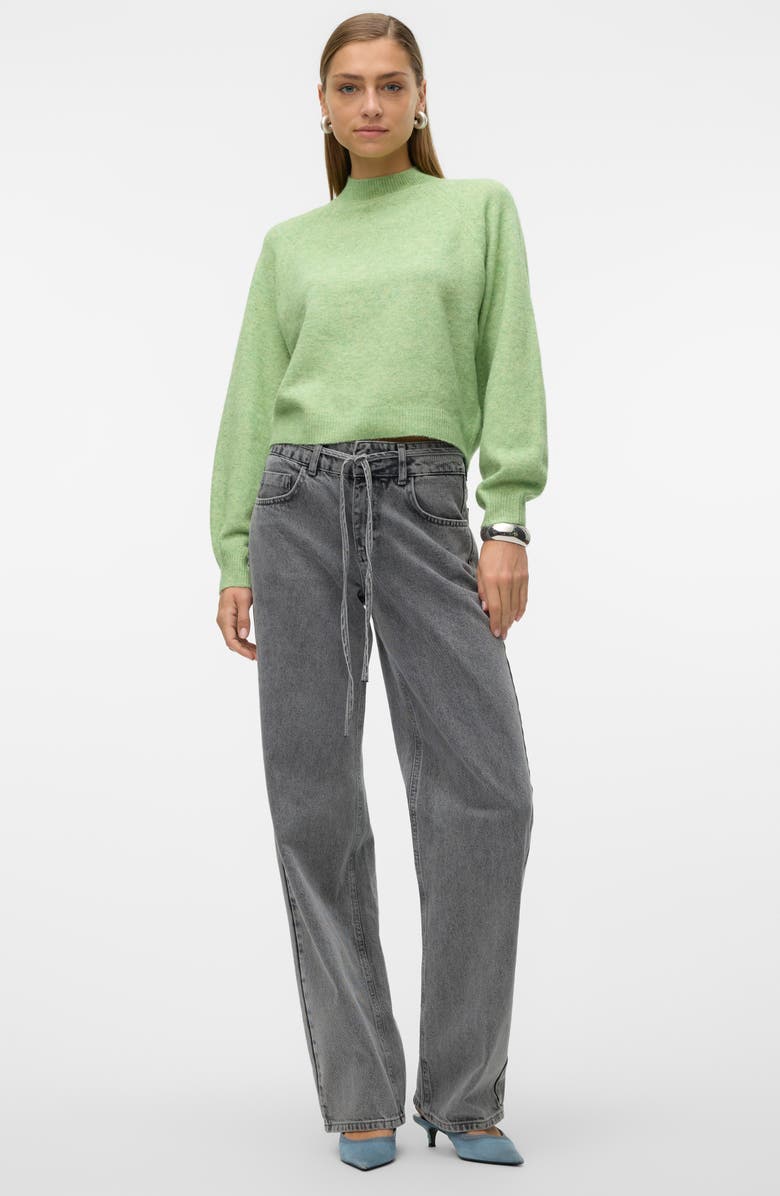 VERO MODA Leaf Mock Neck Sweater, Alternate, color, Forest Shade Detail