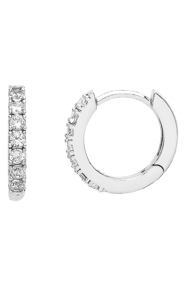 Estella Bartlett Pavé Crystal Hoop Earrings, Main, color, Silver