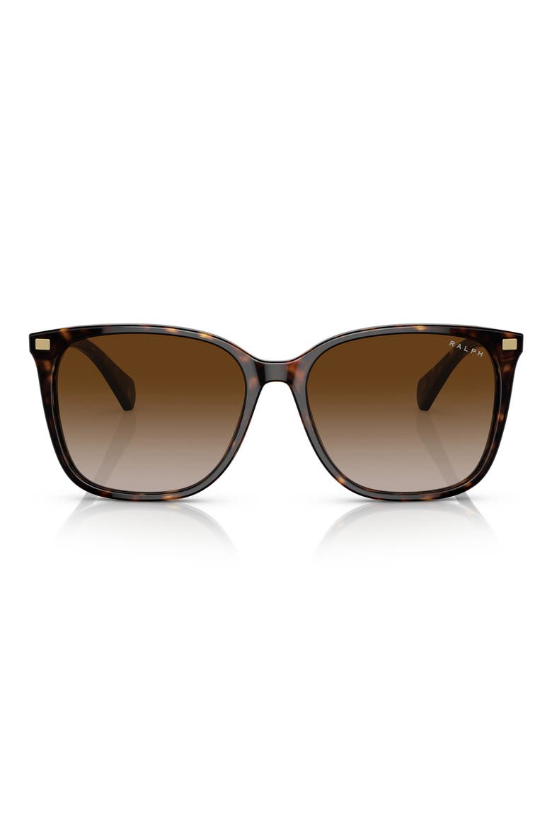 56mm Gradient Square Sunglasses, Main, color, SHINY DARK HAVANA / BROWN