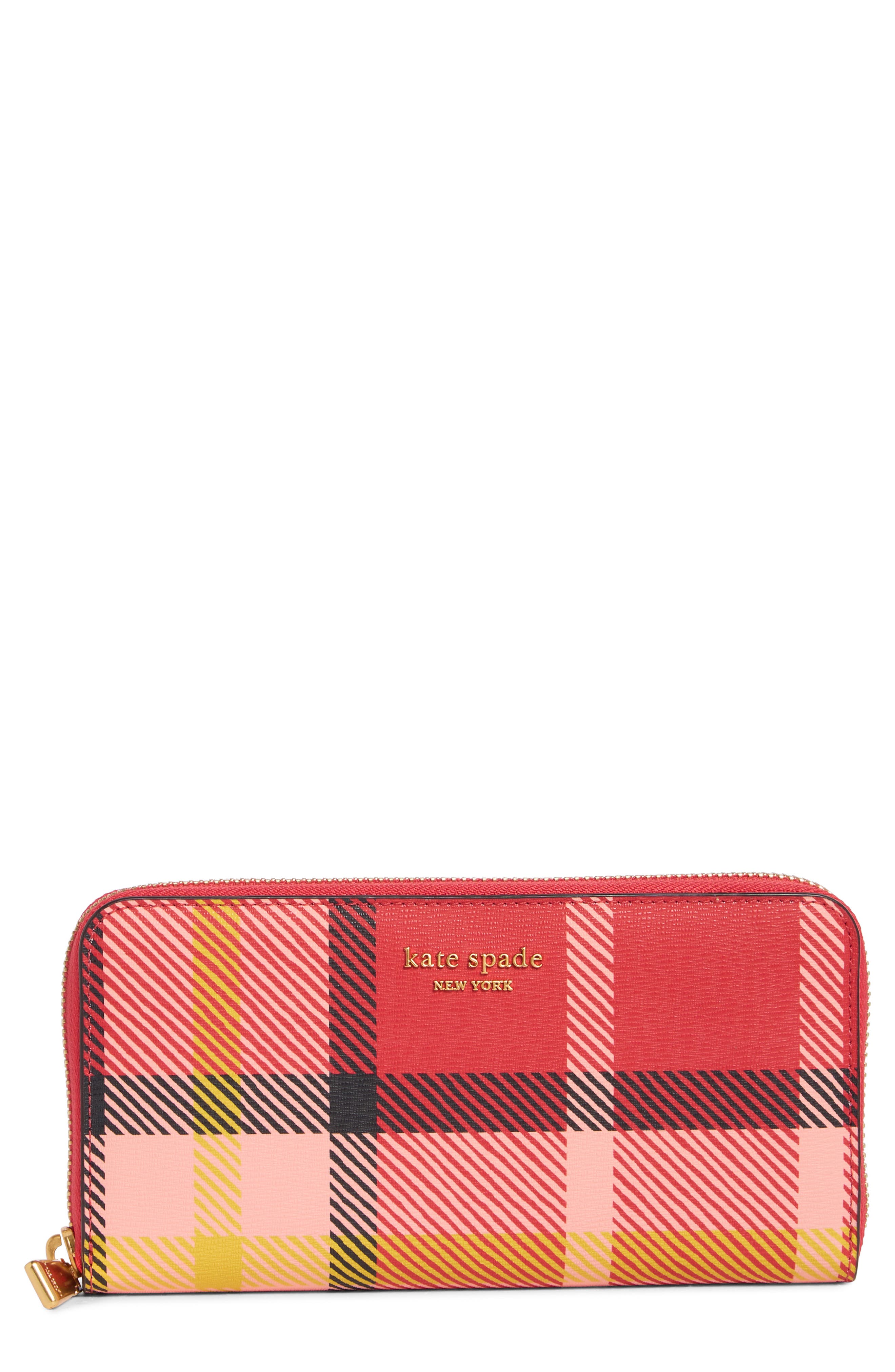 plaid leather contintental wallet