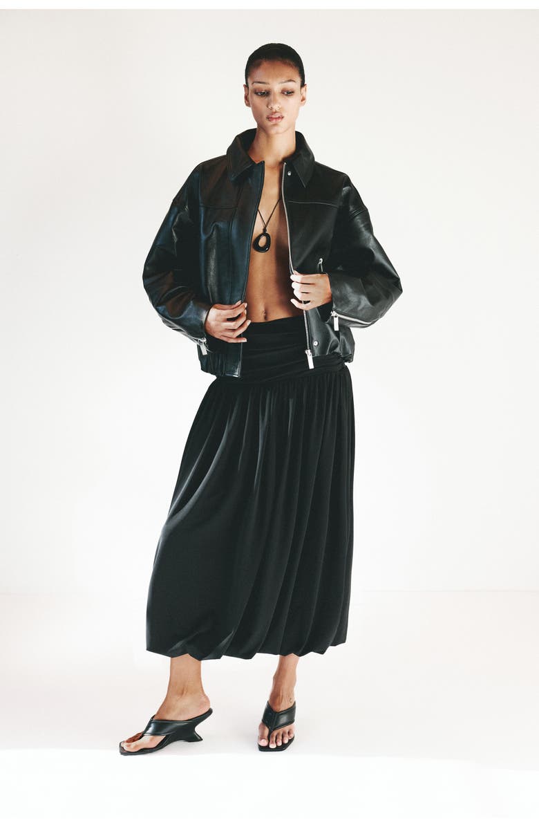 H&M Bubble-hem Jersey Skirt, Alternate, color, Black