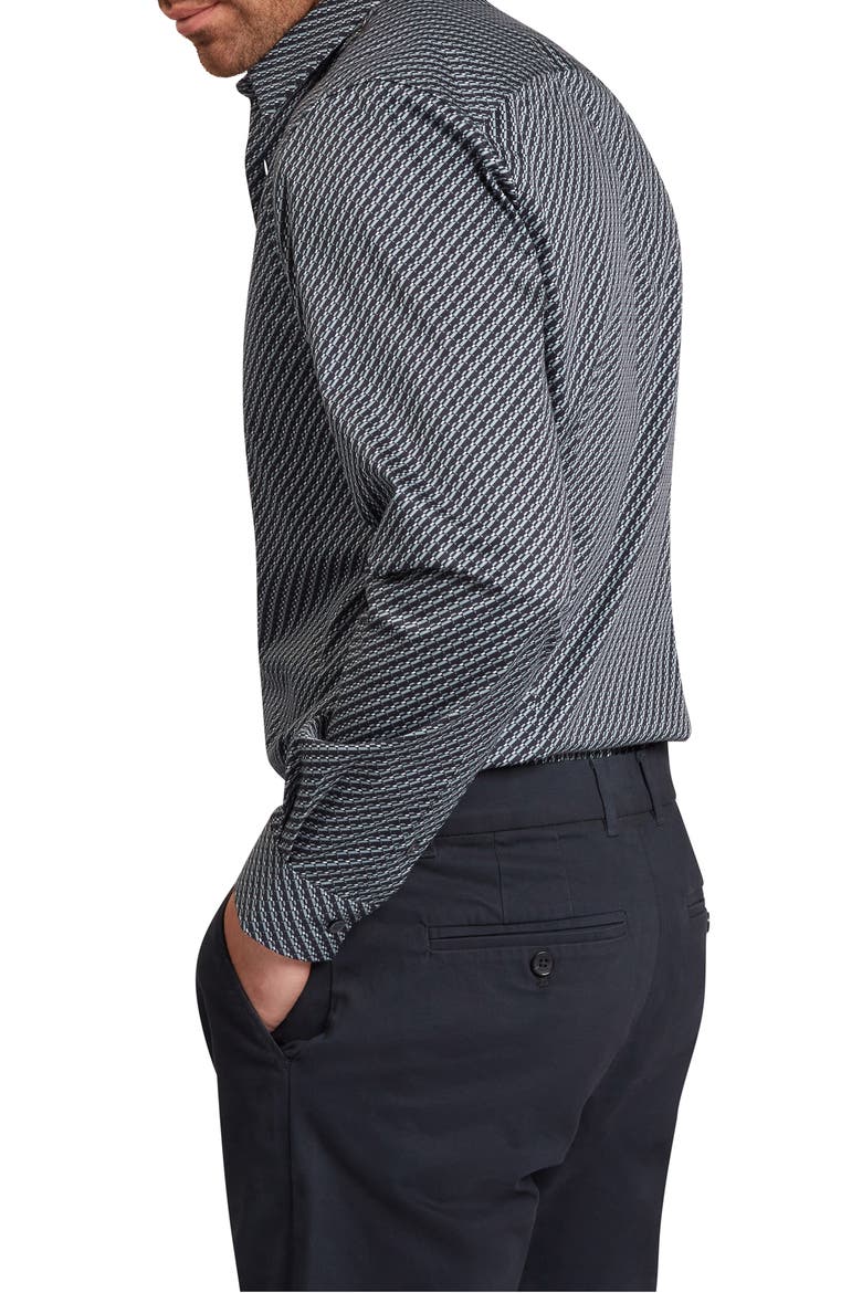 Grelish Slim Fit Geo Print Stretch Cotton Button-Up Shirt, Alternate, color, TEAL-BLUE