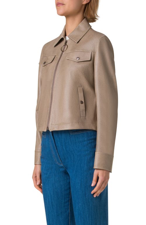 Akris Punto Pin Dot Lambskin Leather Jacket In Beige