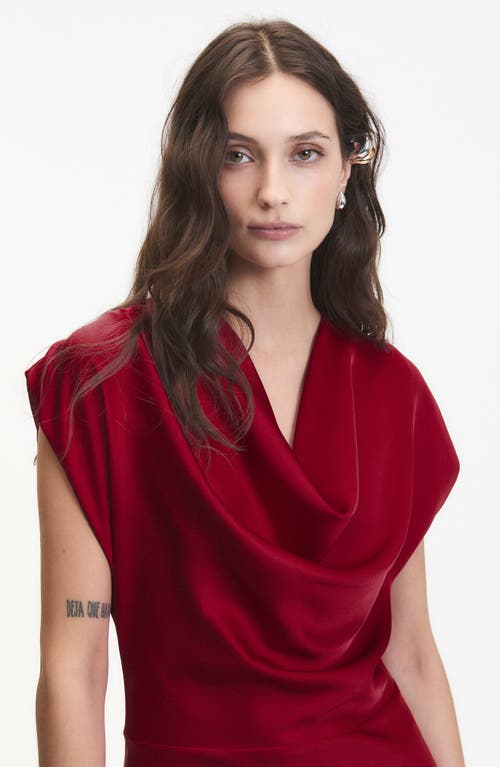 Deluc Dahlia Satin Cowl Neck Gown In Red