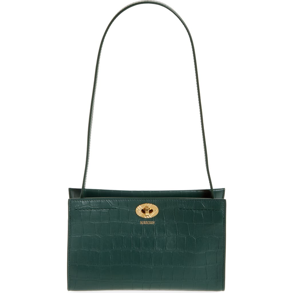 Burberry Cotswolds Croc Embossed Leather Pouch In Green