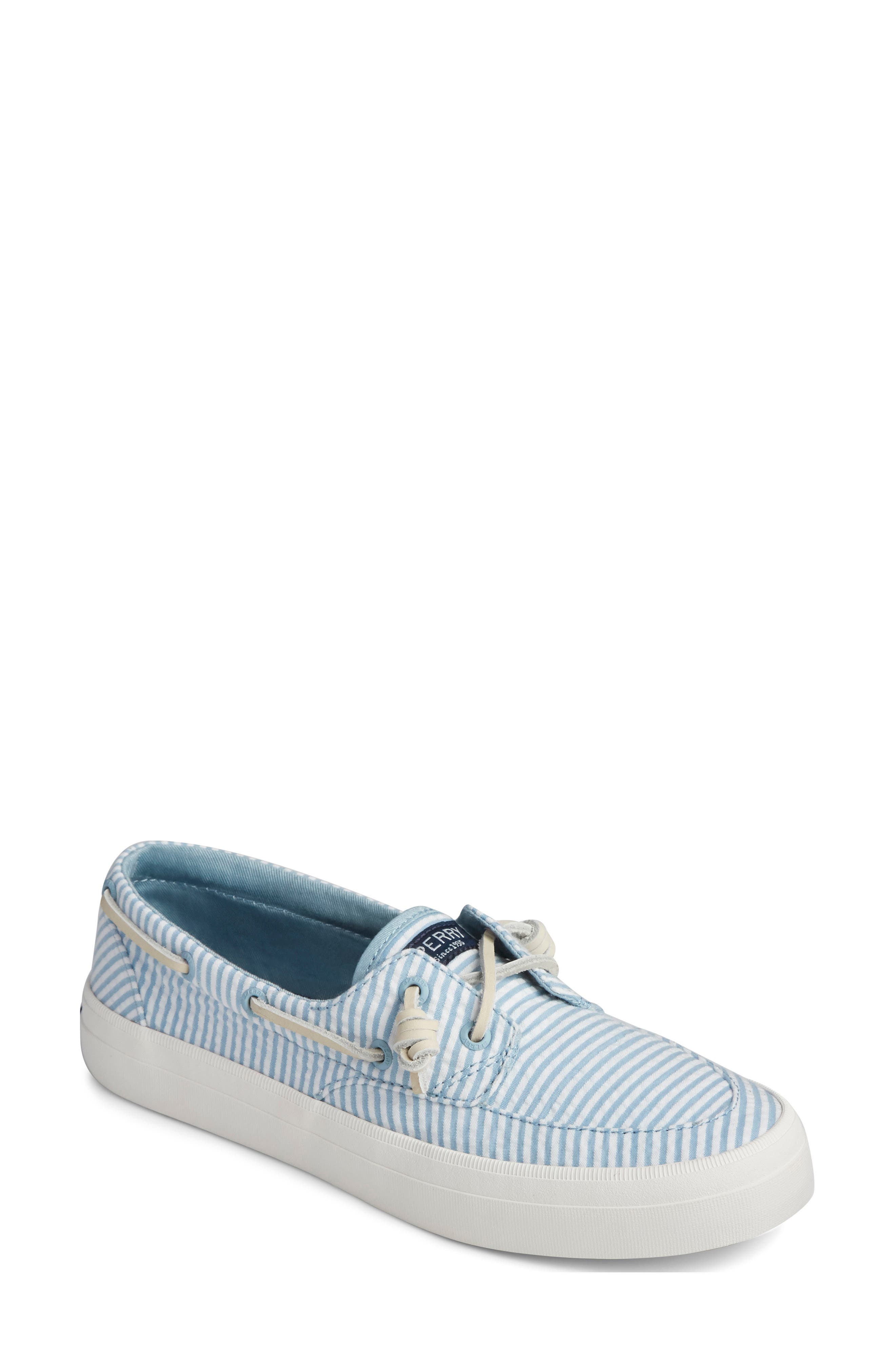 Crest Boat Sneaker, Main, color, BLUE/ WHITE FABRIC