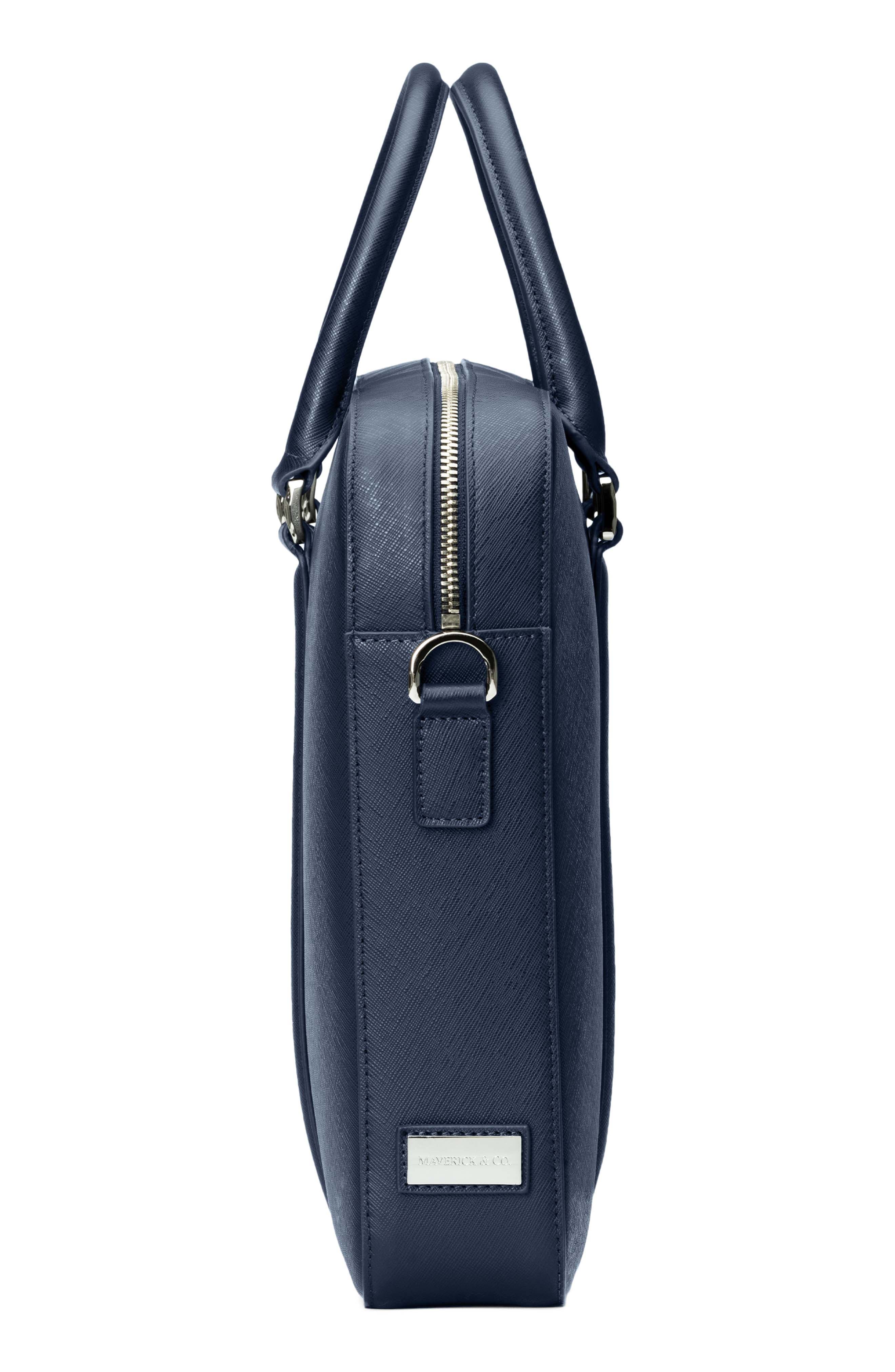Manhattan Deluxe Leather Briefcase, Alternate, color, NAVY