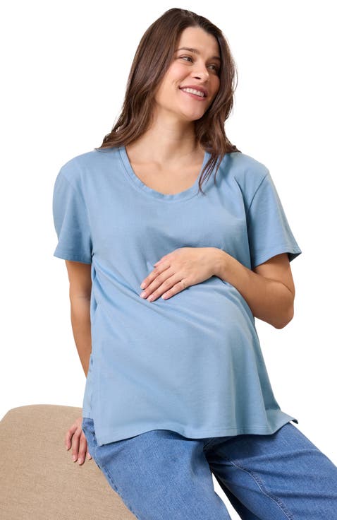 Relaxed Cotton Scoop Neck Maternity & Nursing Tee