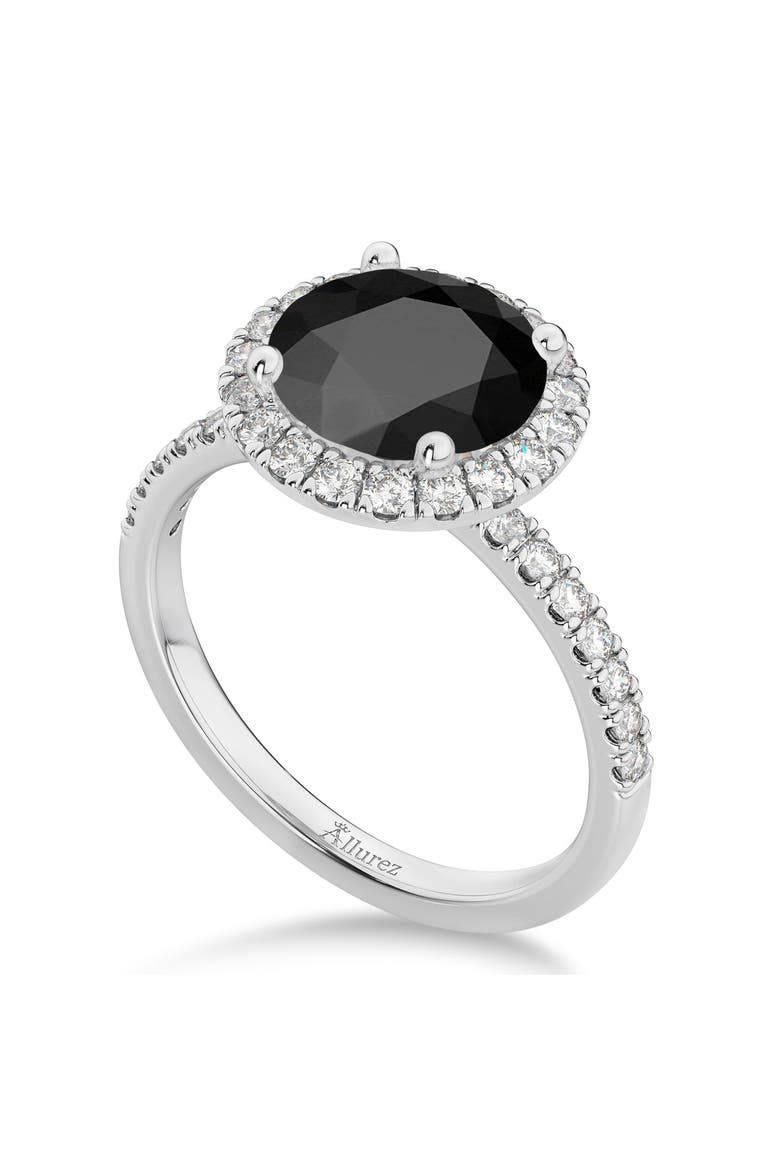 Halo Onyx & Diamond Engagement Ring 14K, Alternate, color, 2.90ct/White Gold
