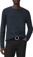 John Varvatos Vera Distressed Jacquard Long Sleeve Crewneck T-Shirt