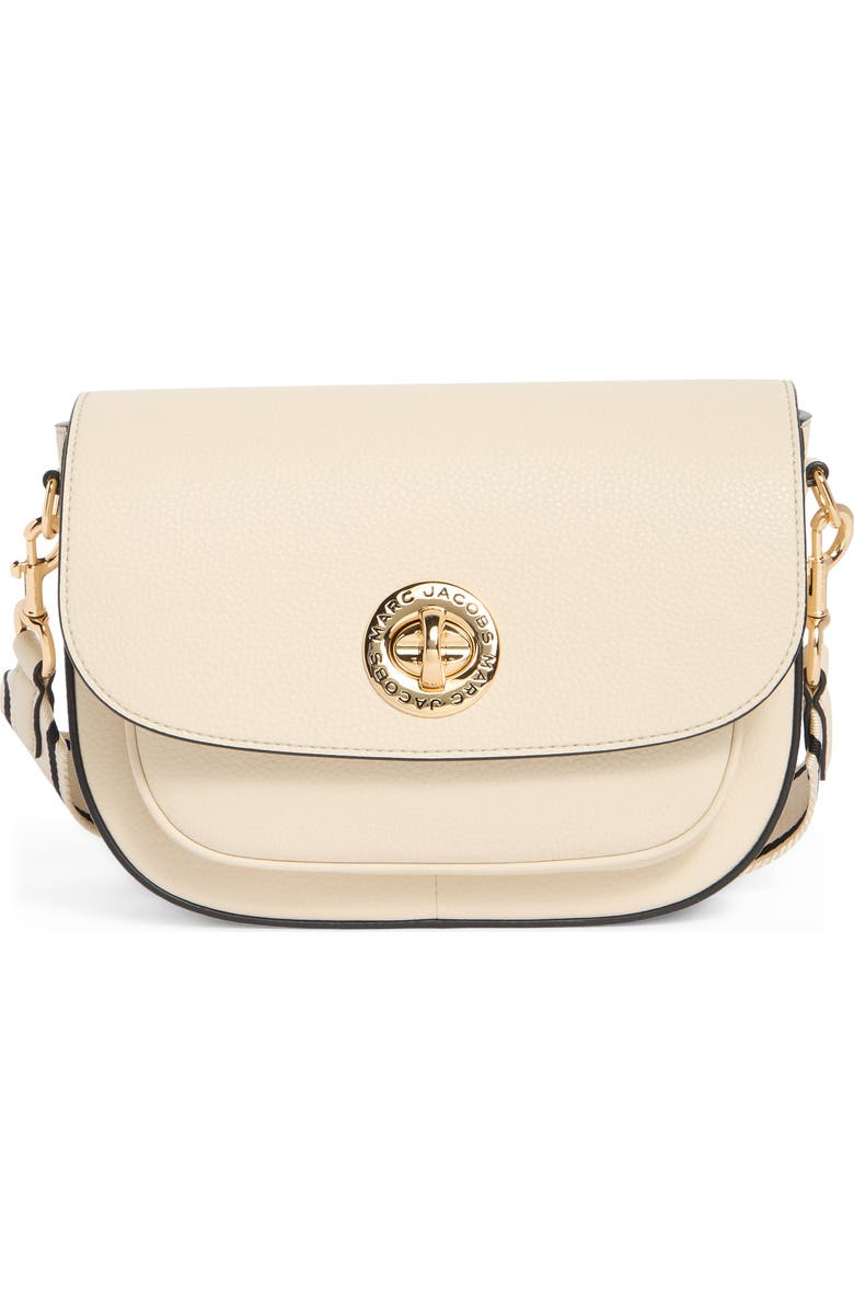 Marc Jacobs Signet Turnlock Leather Saddle Bag, Main, color, Marshmallow