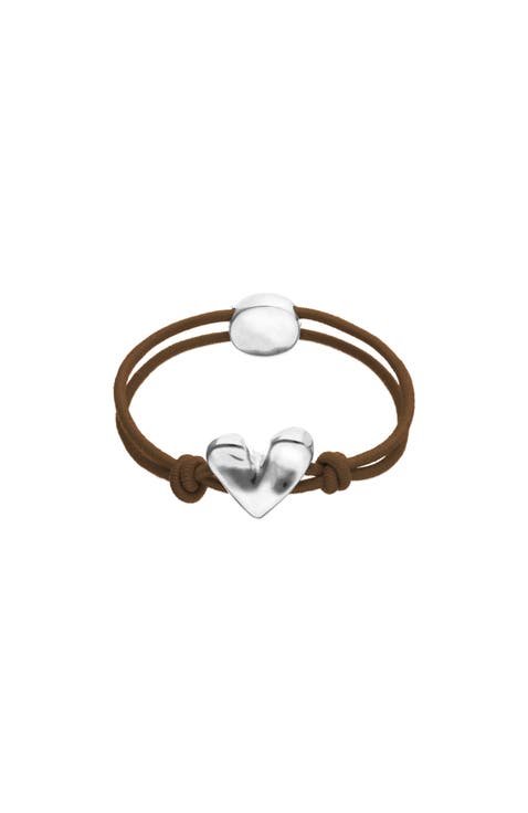 Elastic Thread Bracelet With Sterling Silver Plated Heart