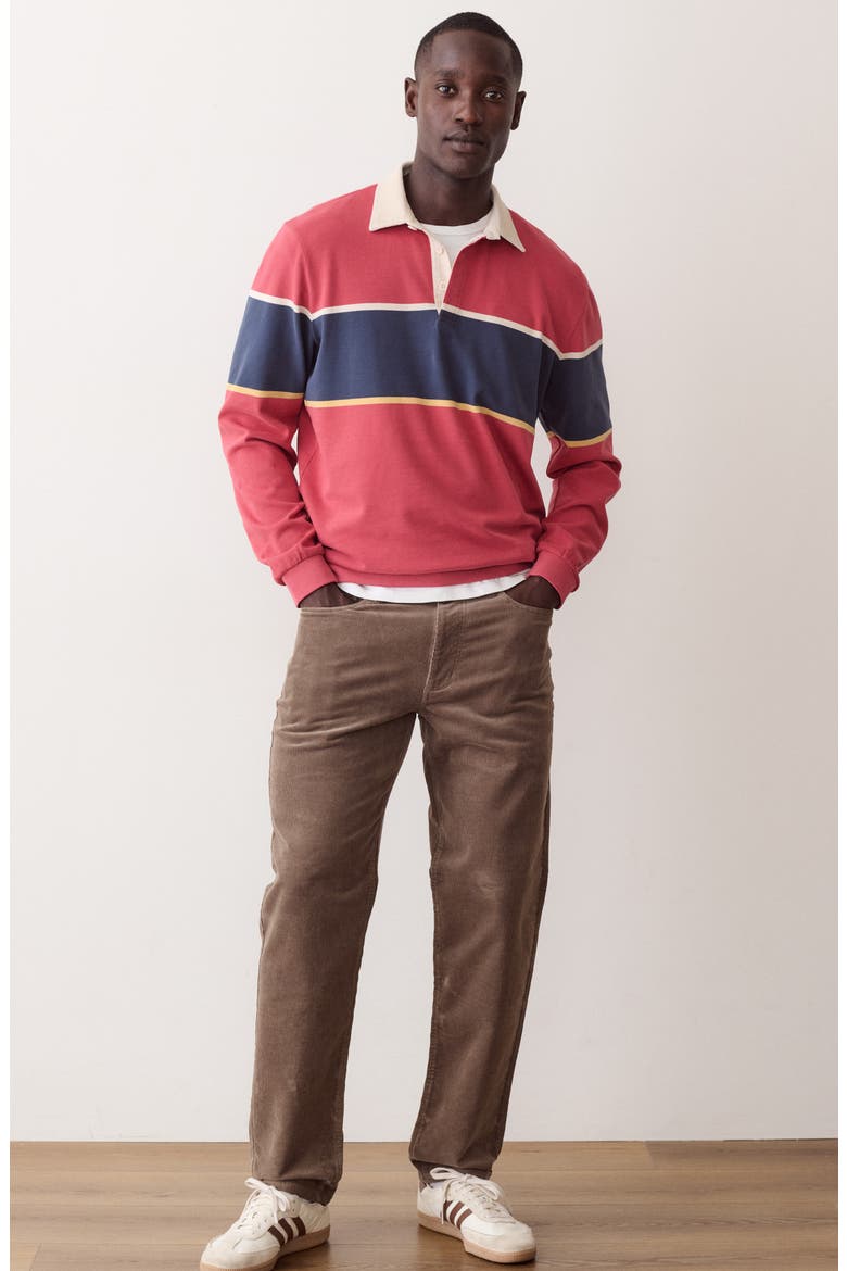 Sueded Long Sleeve Rugby Shirt, Alternate, color, GARNET ROSE