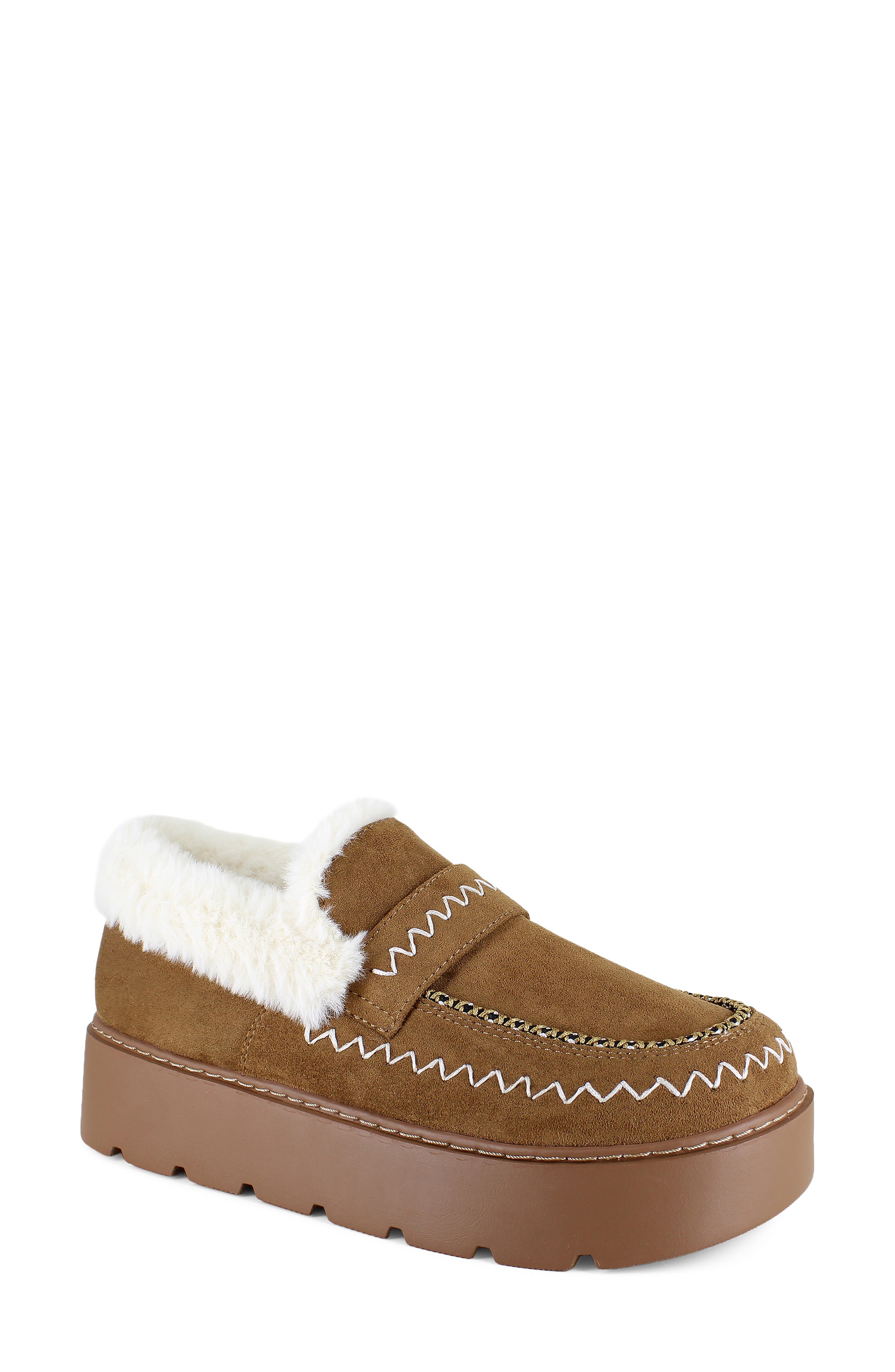Snoh Moccasin Slipper, Main, color, CHESTNUT