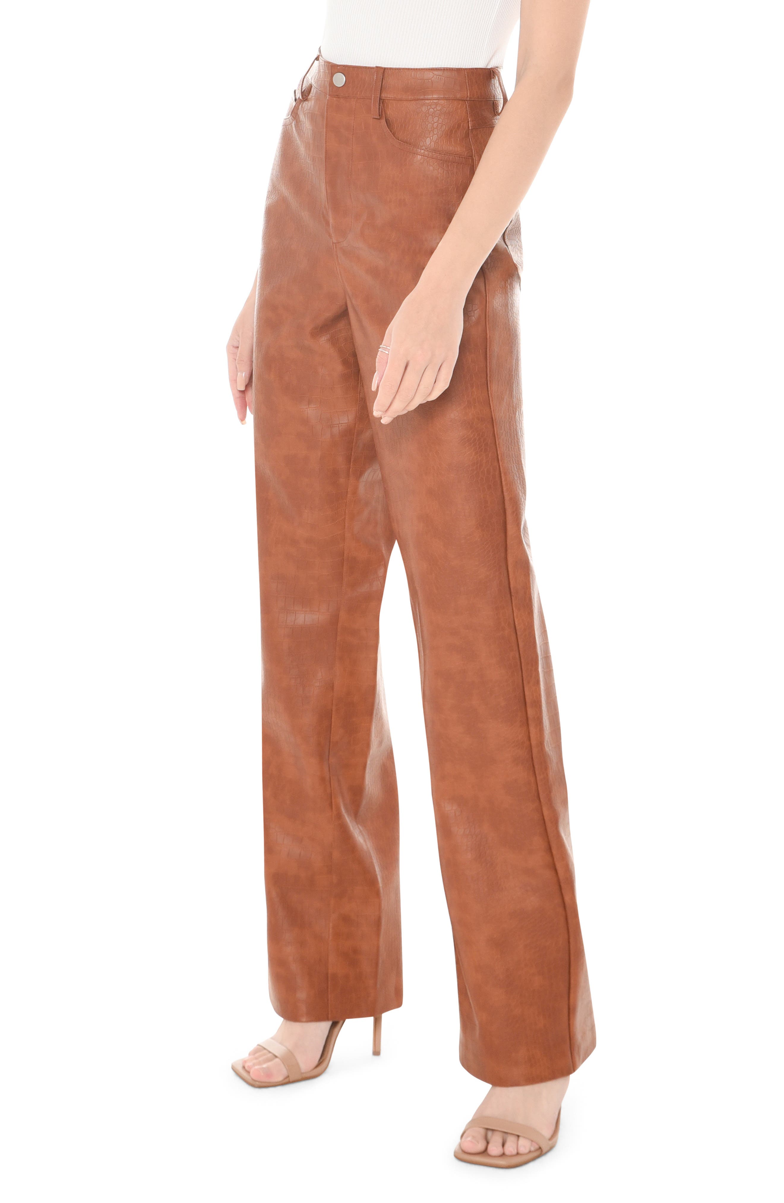 Faux Leather Straight Leg Pants - image 2