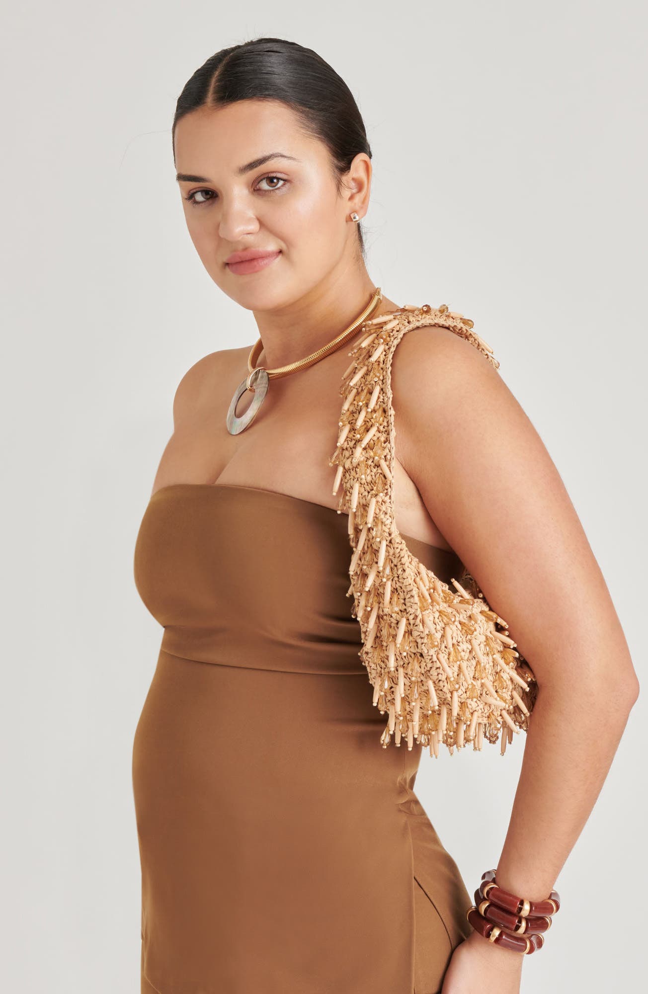 Dolce Vita Caicos Beaded Raffia Shoulder Bag, Alternate, color, Natural