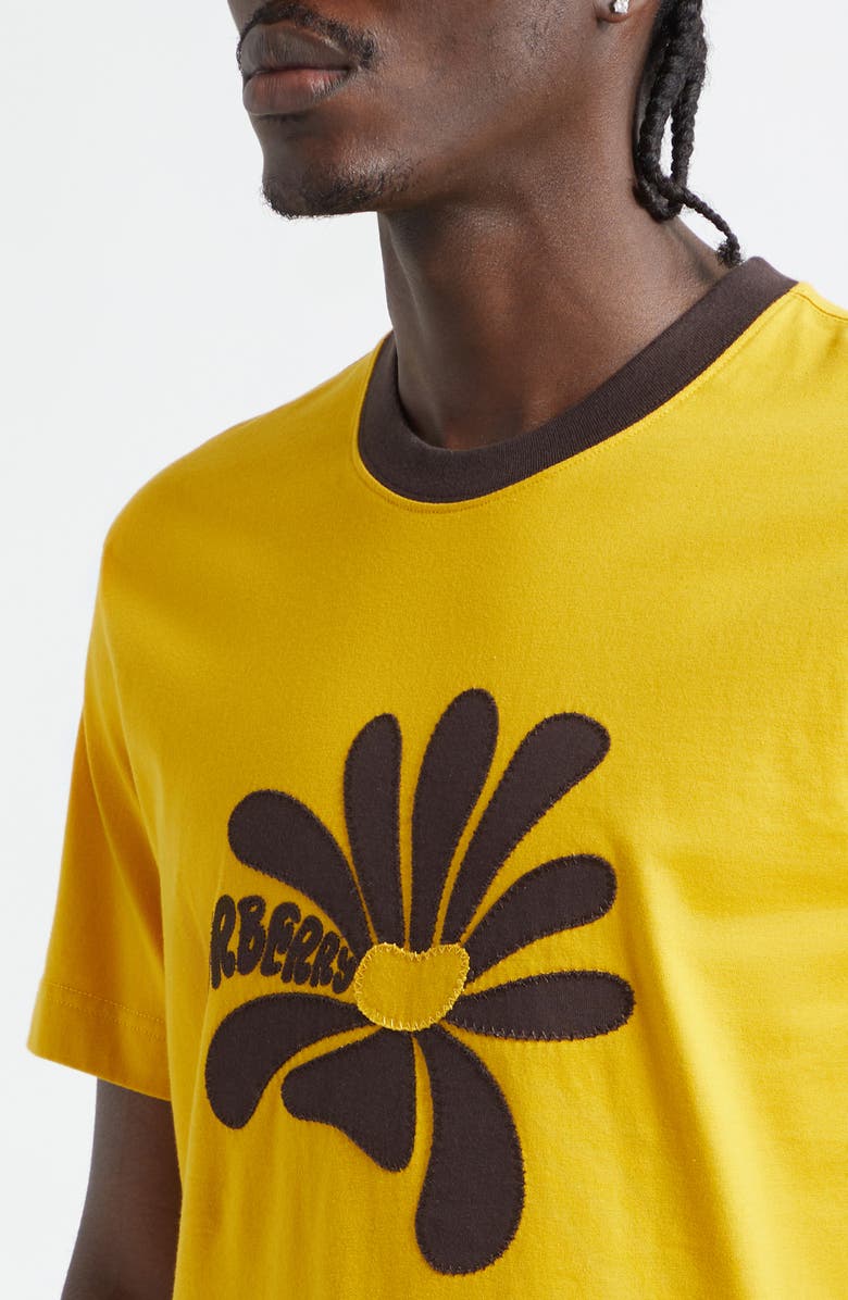 Burberry Daisy Appliqué Ringer T-Shirt, Alternate, color, Pear