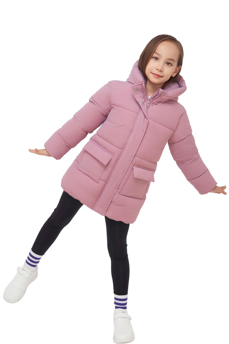 Kids' Madison Longline Hooded Puffer Jacket, Alternate, color, Rose pink