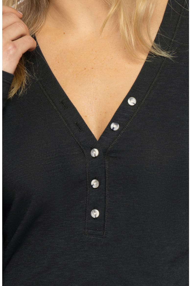 Cloud Stretch Modal & Cotton Henley, Alternate, color, BLACK