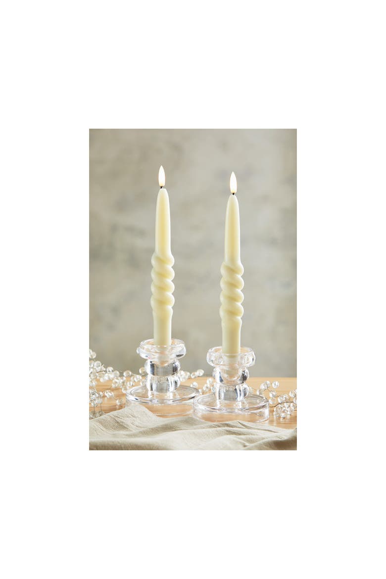 Twist LED Taper Candles Flameless Ivory Paraffin Wax Set 2, Alternate, color, Beige