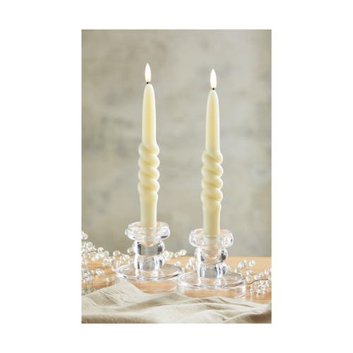 Tag Twist Led Taper Candles Flameless Ivory Paraffin Wax Set 2 In Neutral
