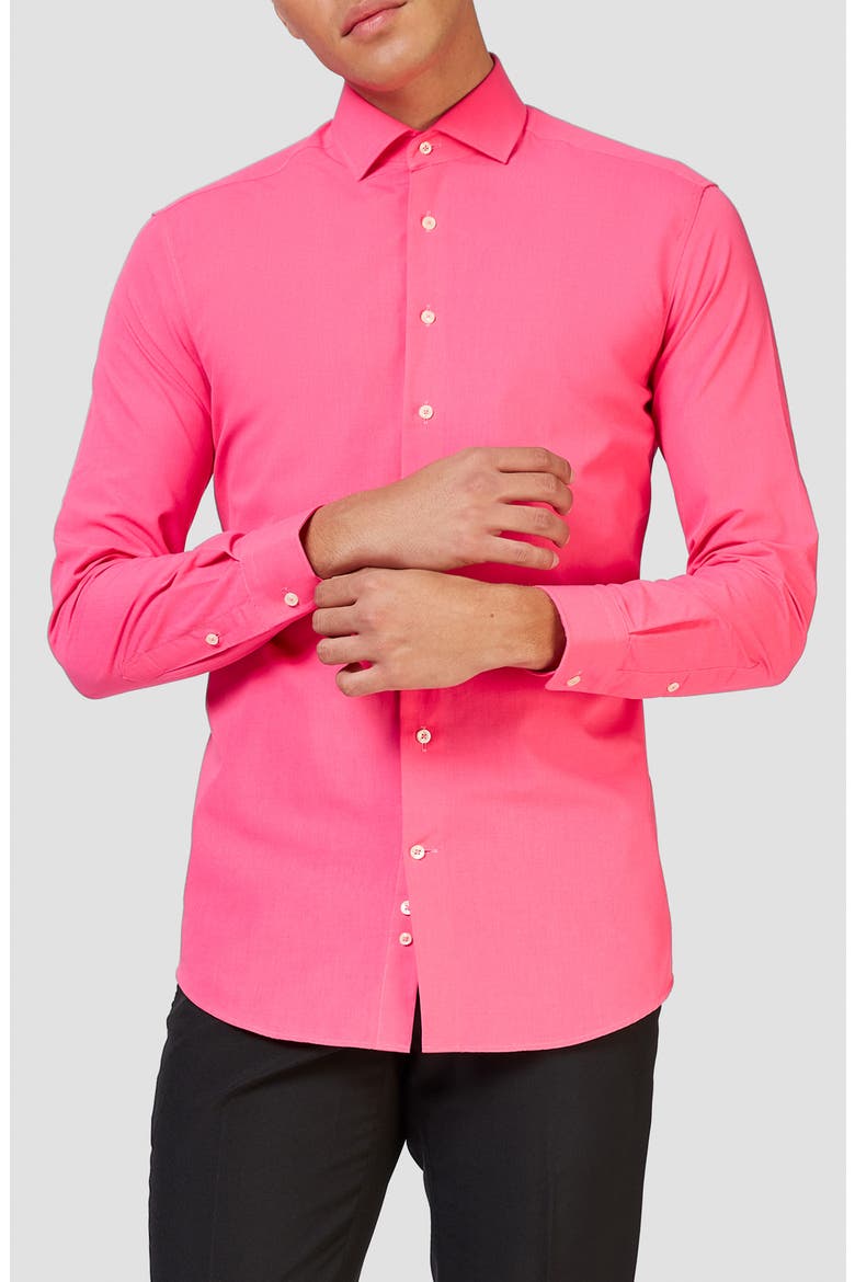 Mr. Pink Modern Tailored Fit Wrinkle Resistant Button-Up Shirt, Main, color, PINK