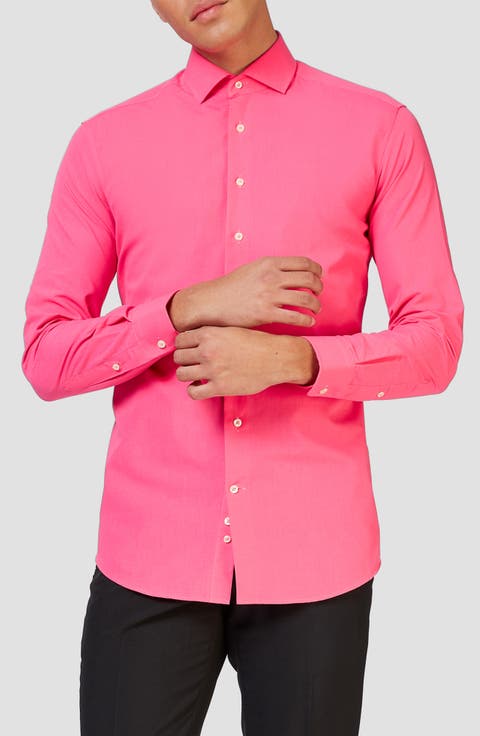 Mr. Pink Modern Tailored Fit Wrinkle Resistant Button-Up Shirt