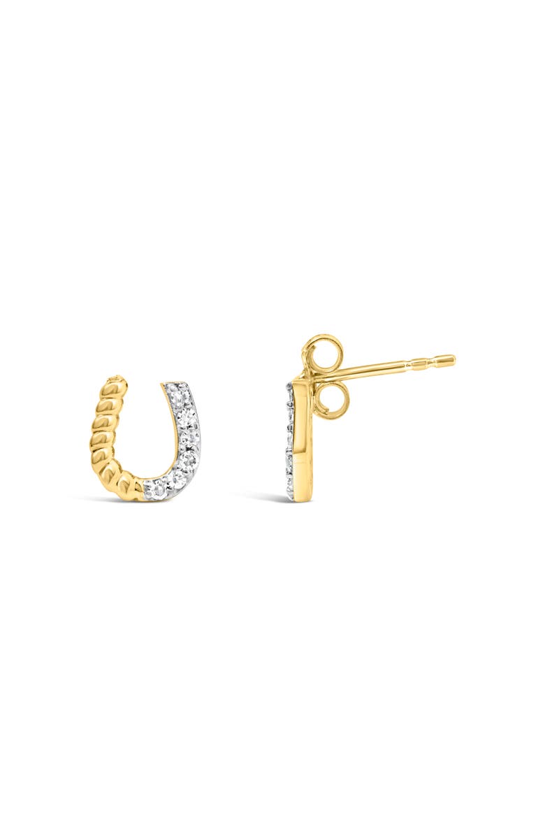 Haus of Brilliance 10K Yellow Gold 1/10 Ct Braided Horseshoe Stud Earrings, Alternate, color, Yellow