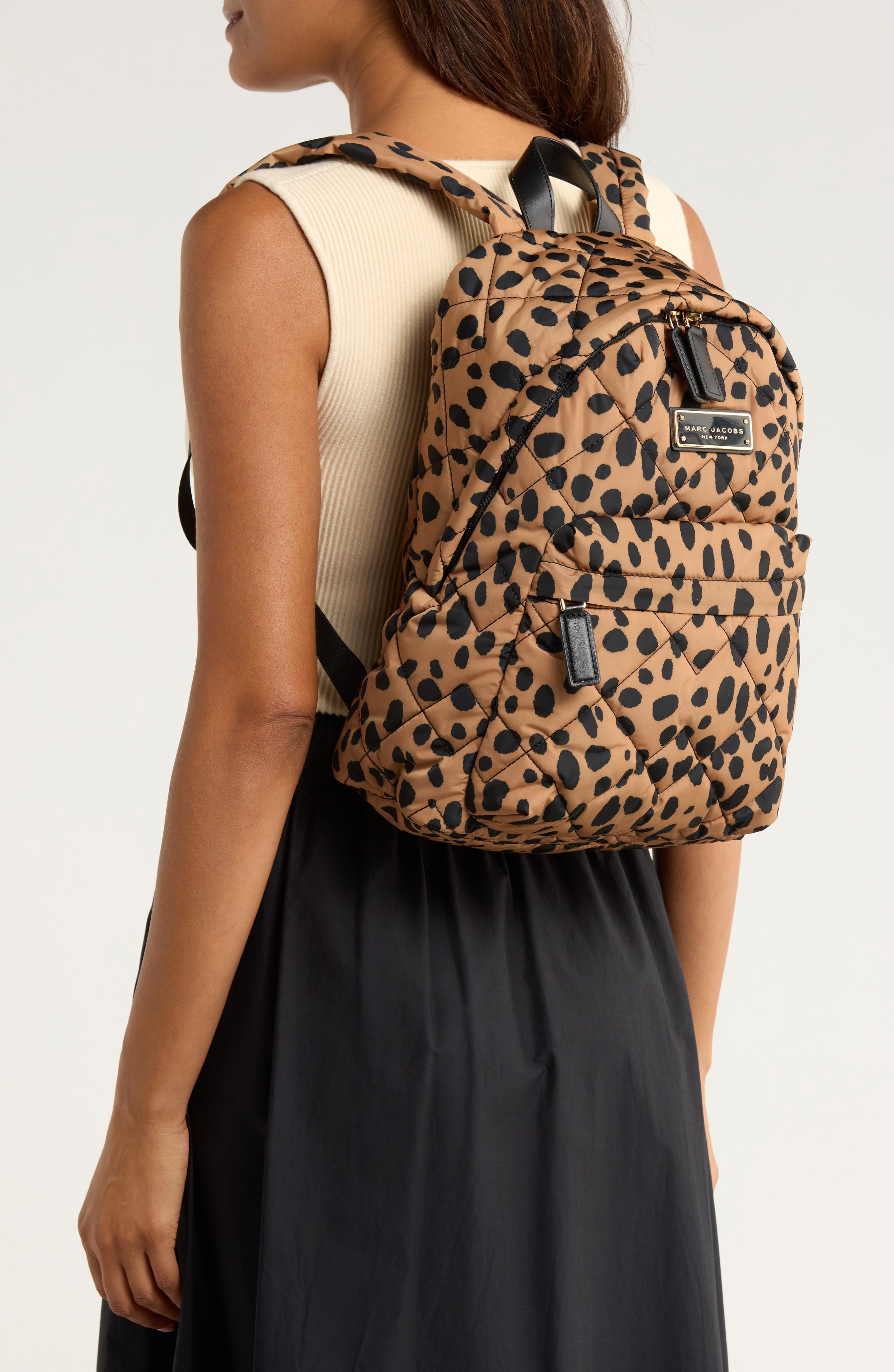 Marc Jacobs Cheetah Diamond Quilt Backpack, Alternate, color, Black Multi
