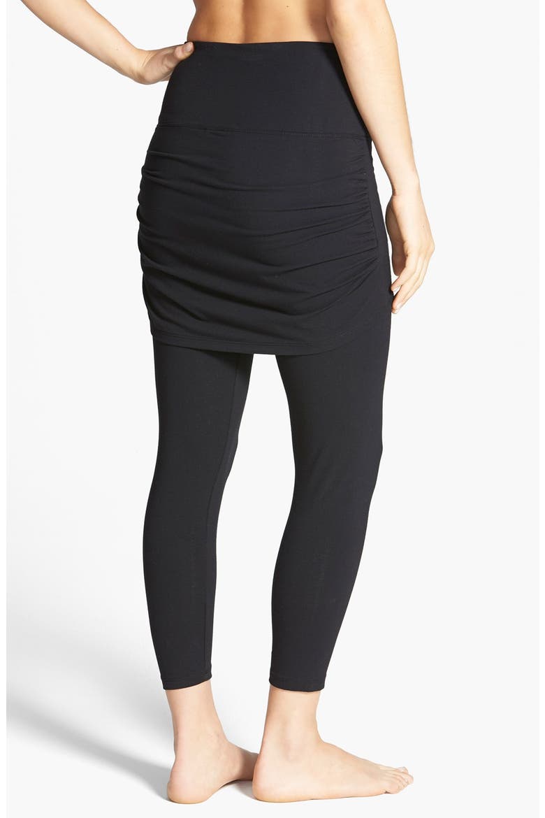 Lyssé Ruched Skirt Control Top Crop Leggings, Alternate, color, BLACK