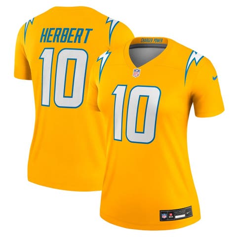 Women's Nike Justin Herbert Gold Los Angeles Chargers Alternate Charger Power Legend Player Performance Top