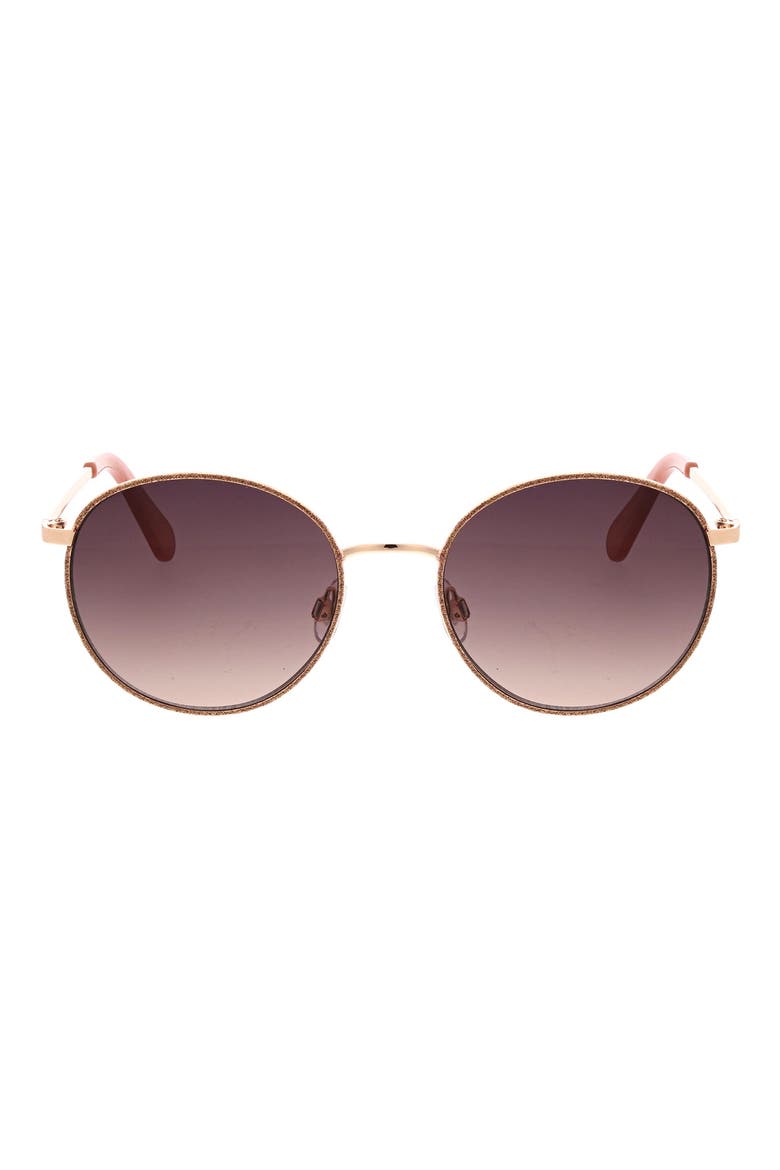 50mm Glitter Rim Round Sunglasses, Main, color, ROSE GOLD
