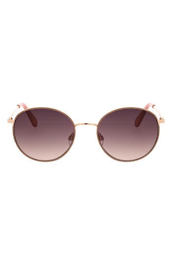 Bcbgmaxazria 50mm Glitter Rim Round Sunglasses In Gold